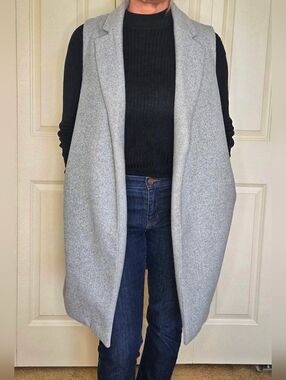 Love Tree Gray Longline Vest Sleeveless Jacket Open Front Medium